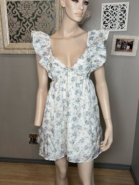 Jessica Simpson Blue Floral Babydoll Dress